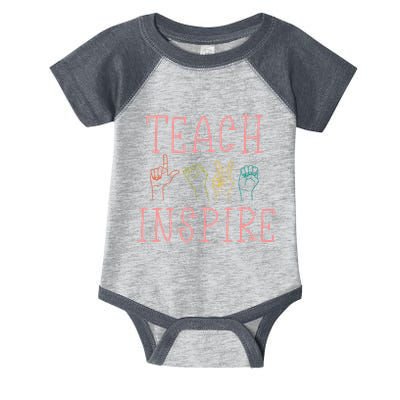 Asl Teach Love Inspire Sign Language Teacher Infant Baby Jersey Bodysuit