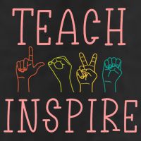 ASL Teach Love Inspire - Sign Language Teacher Gift 7 Panel Mesh Trucker Snapback Hat
