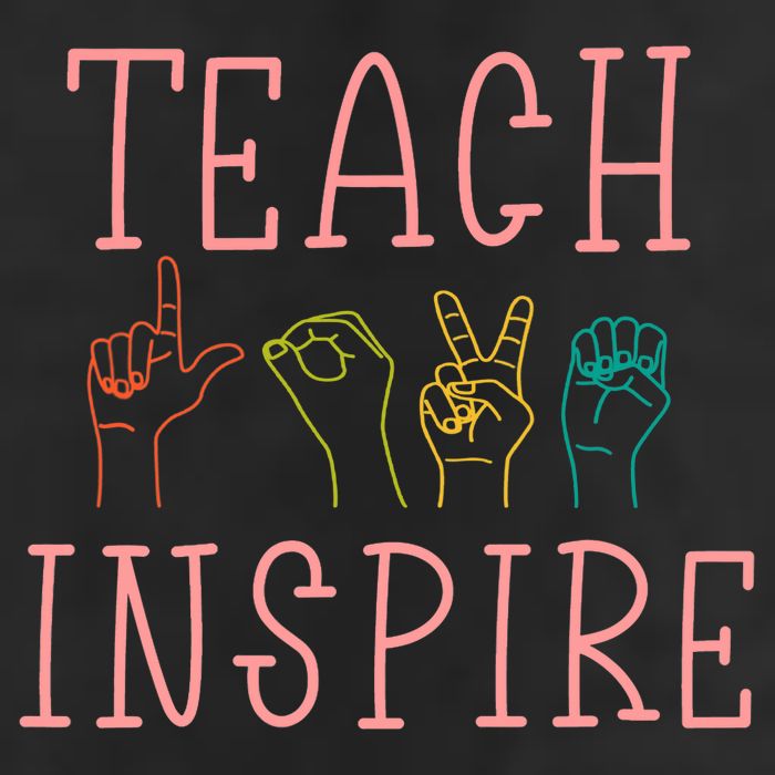 ASL Teach Love Inspire - Sign Language Teacher Gift 7 Panel Mesh Trucker Snapback Hat