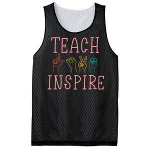 ASL Teach Love Inspire - Sign Language Teacher Gift Mesh Reversible Basketball Jersey Tank