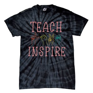 ASL Teach Love Inspire - Sign Language Teacher Gift Tie-Dye T-Shirt