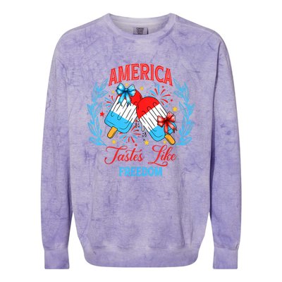 America Tastes Like Freedom 4th Of July Colorblast Crewneck Sweatshirt