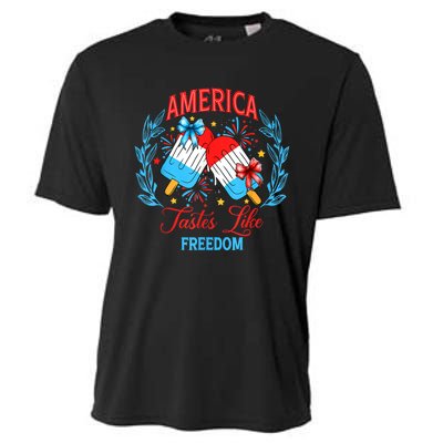 America Tastes Like Freedom 4th Of July Cooling Performance Crew T-Shirt