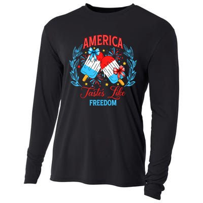 America Tastes Like Freedom 4th Of July Cooling Performance Long Sleeve Crew