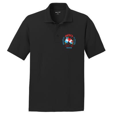 America Tastes Like Freedom 4th Of July PosiCharge RacerMesh Polo