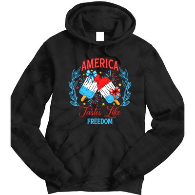 America Tastes Like Freedom 4th Of July Tie Dye Hoodie