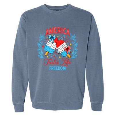 America Tastes Like Freedom 4th Of July Garment-Dyed Sweatshirt