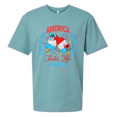 America Tastes Like Freedom 4th Of July Sueded Cloud Jersey T-Shirt