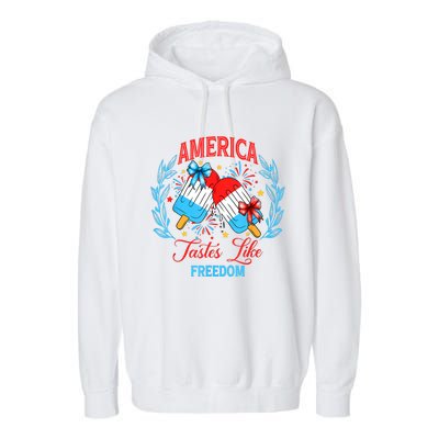 America Tastes Like Freedom 4th Of July Garment-Dyed Fleece Hoodie