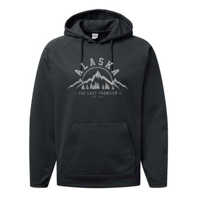 Alaska The Last Frontier Est. 1959 Mountains Nature Performance Fleece Hoodie