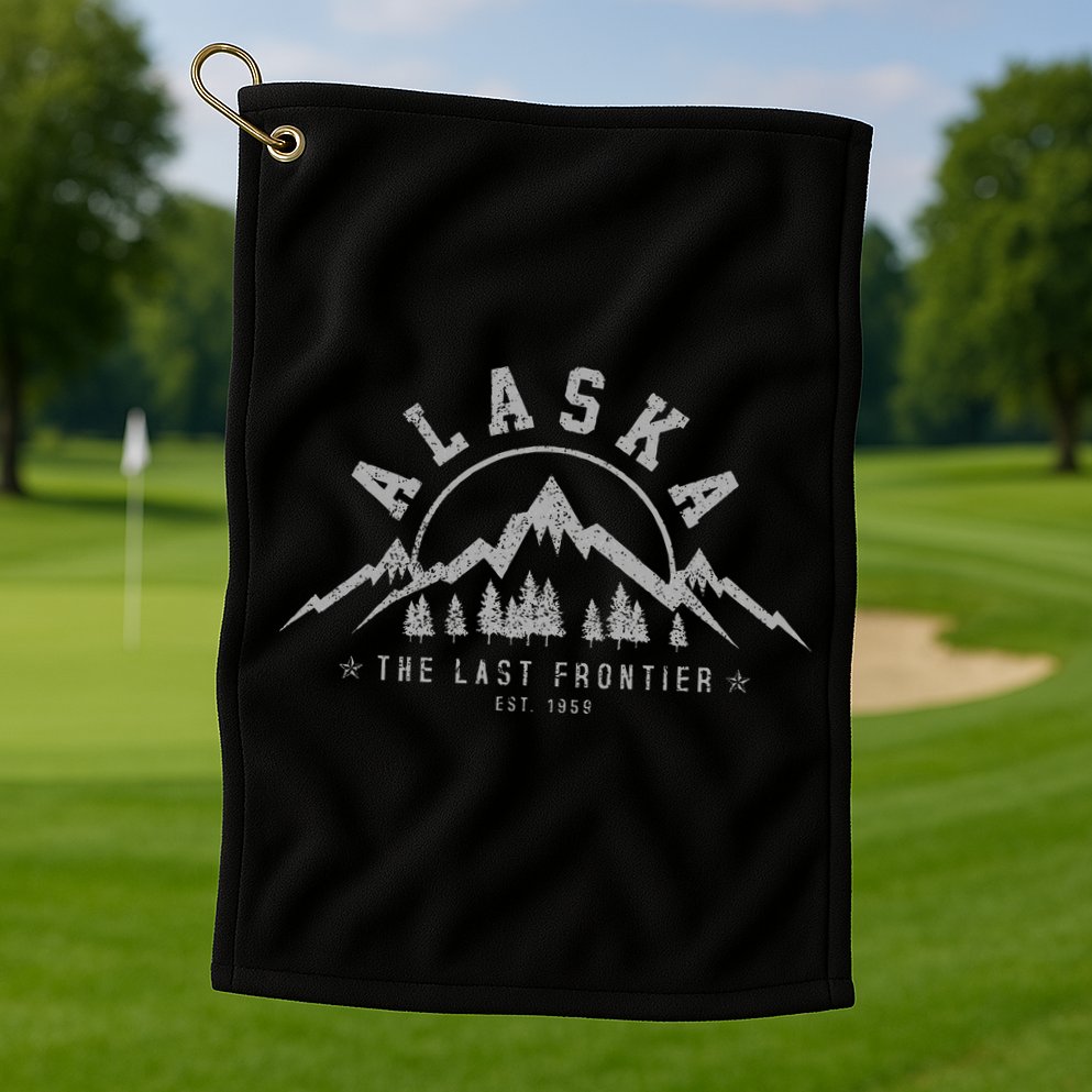 Alaska The Last Frontier Est. 1959 Mountains Nature Golf Towel
