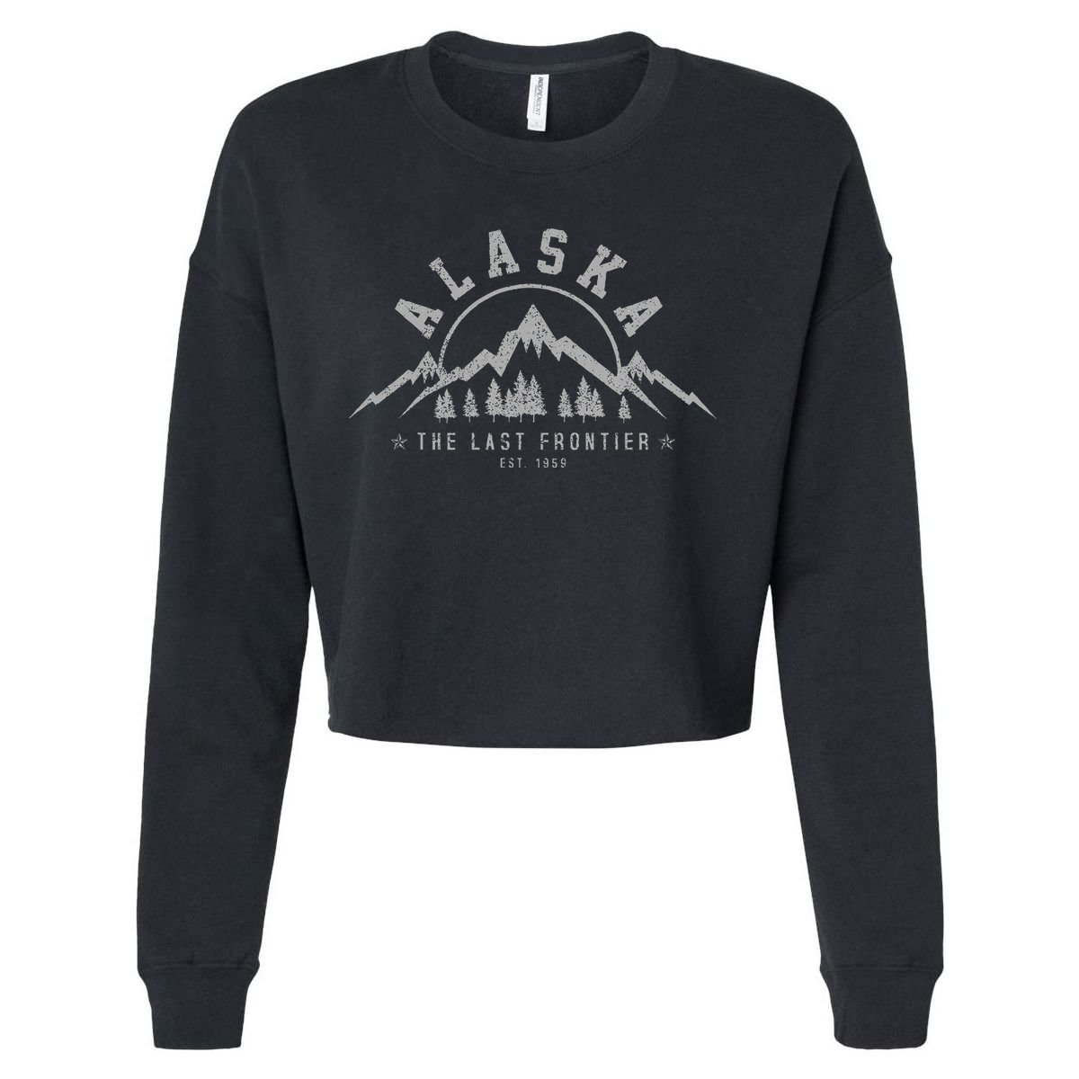 Alaska The Last Frontier Est. 1959 Mountains Nature Cropped Pullover Crew