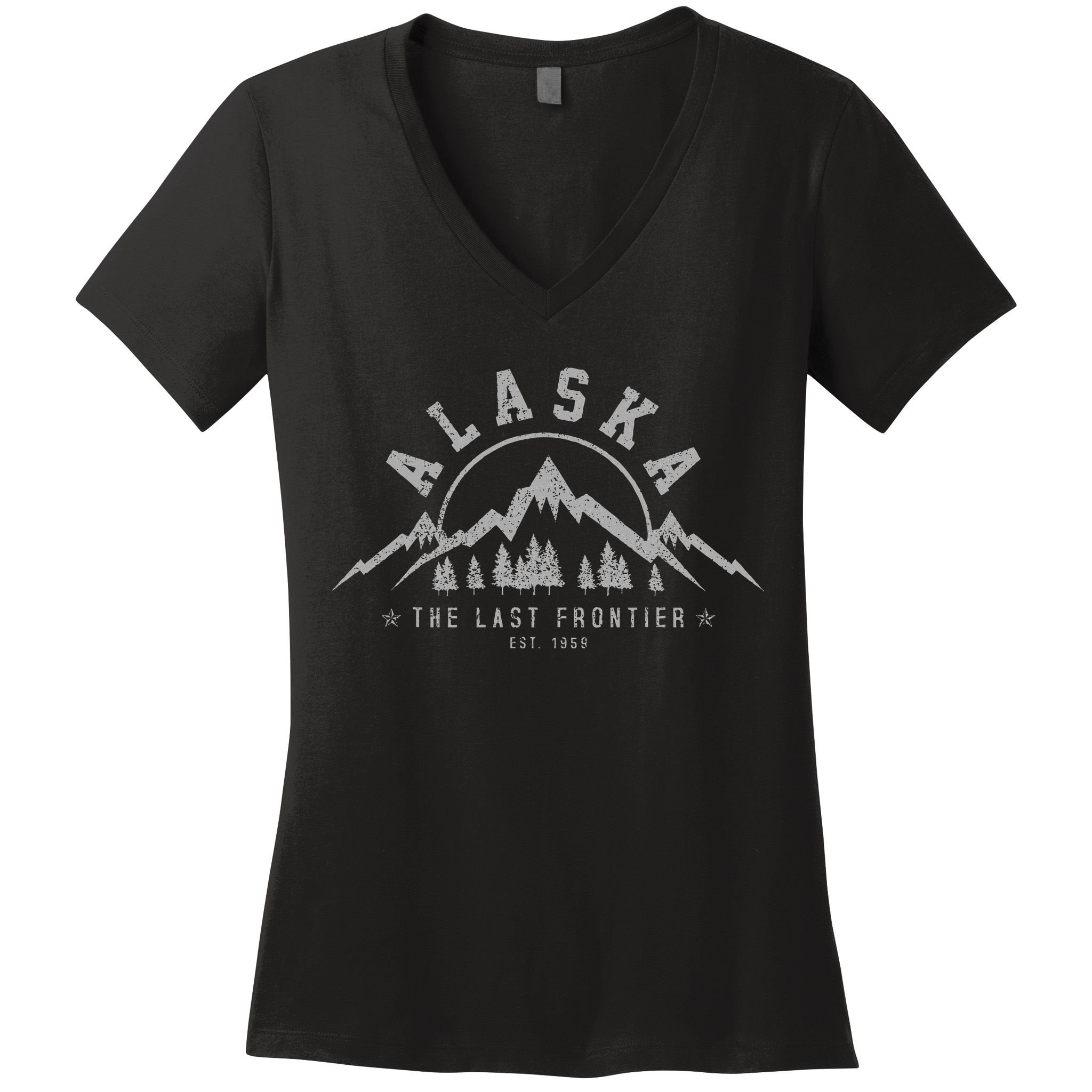 Alaska The Last Frontier Est. 1959 Mountains Nature Women's V-Neck T-Shirt