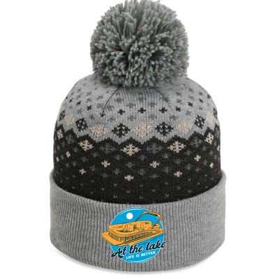 At The Lake Life Is Better Pontoon The Baniff Cuffed Pom Beanie