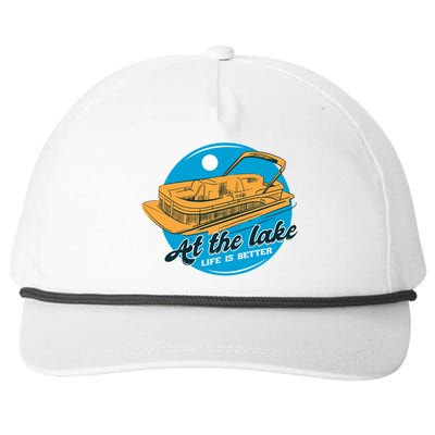 At The Lake Life Is Better Pontoon Snapback Five-Panel Rope Hat