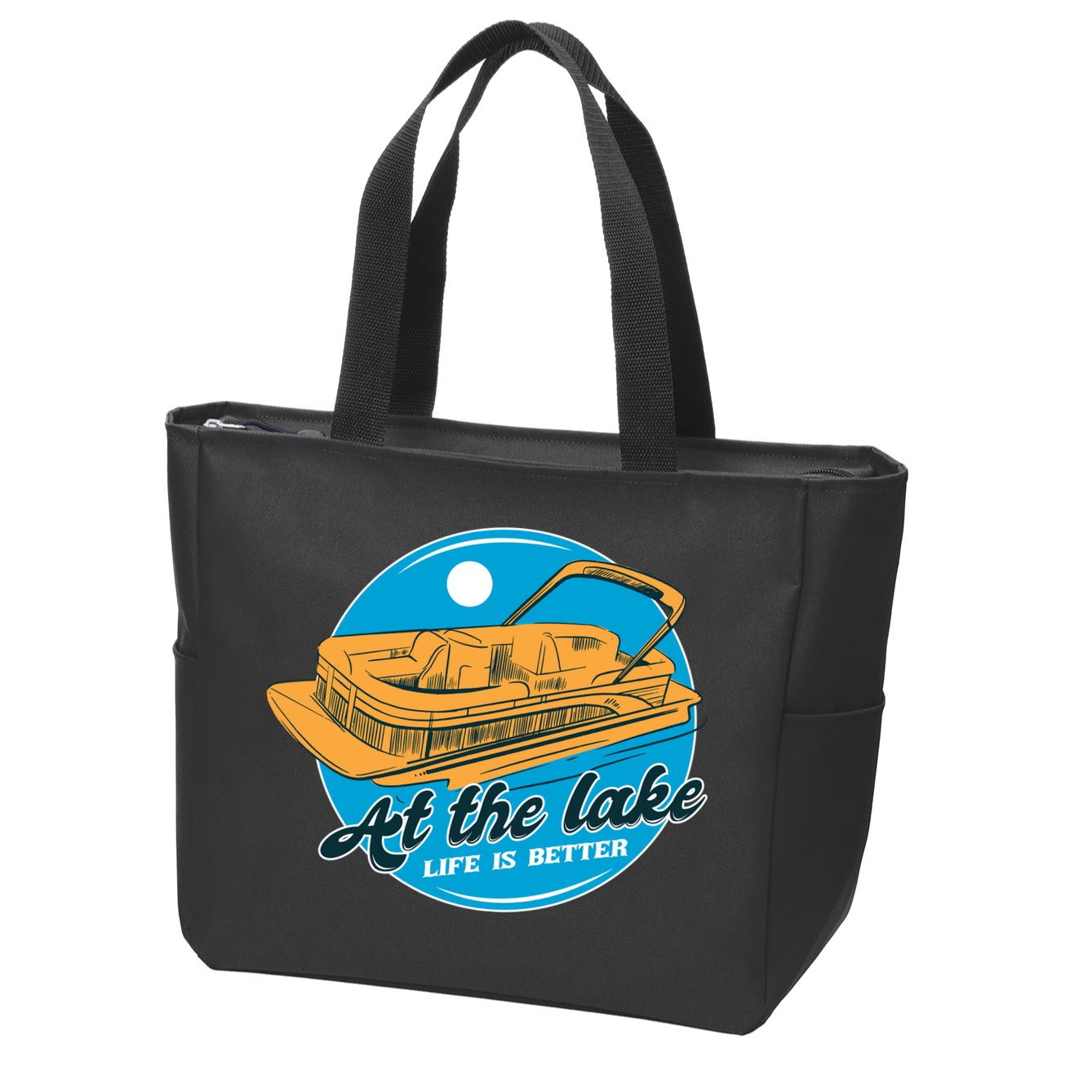 At The Lake Life Is Better Pontoon Zip Tote Bag