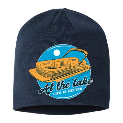 At The Lake Life Is Better Pontoon Sustainable Beanie