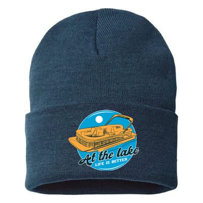 At The Lake Life Is Better Pontoon Sustainable Knit Beanie