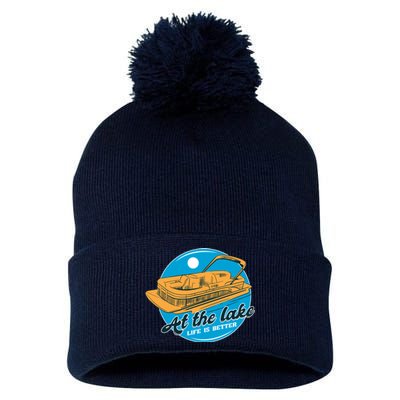 At The Lake Life Is Better Pontoon Pom Pom 12in Knit Beanie