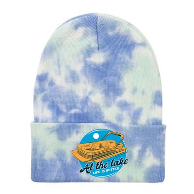 At The Lake Life Is Better Pontoon Tie Dye 12in Knit Beanie