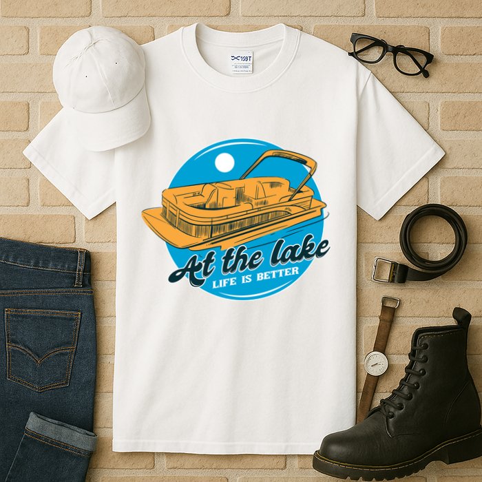 At The Lake Life Is Better Pontoon Tall T-Shirt
