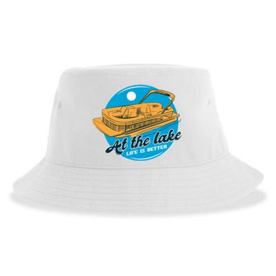 At The Lake Life Is Better Pontoon Sustainable Bucket Hat