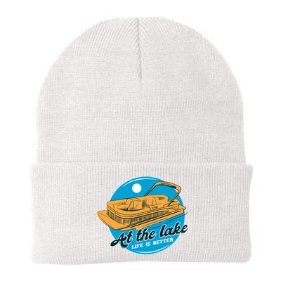 At The Lake Life Is Better Pontoon Knit Cap Winter Beanie