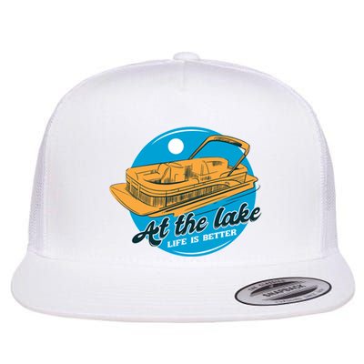 At The Lake Life Is Better Pontoon Flat Bill Trucker Hat