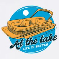 At The Lake Life Is Better Pontoon Flatbill Hat