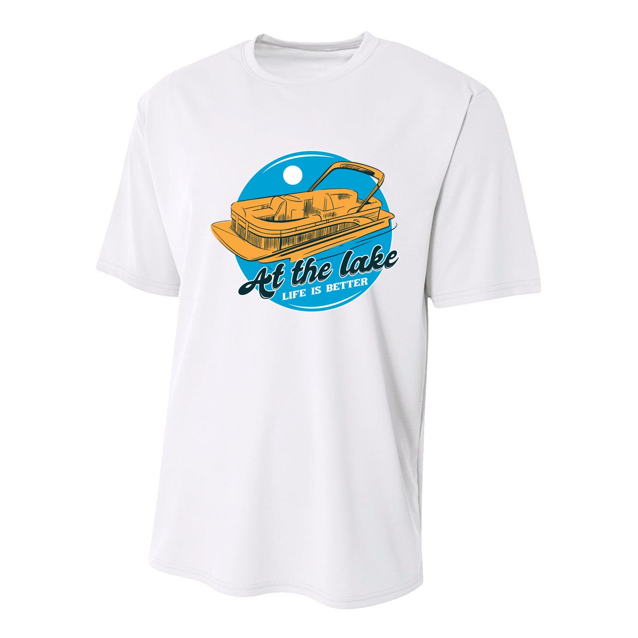 At The Lake Life Is Better Pontoon Youth Performance Sprint T-Shirt