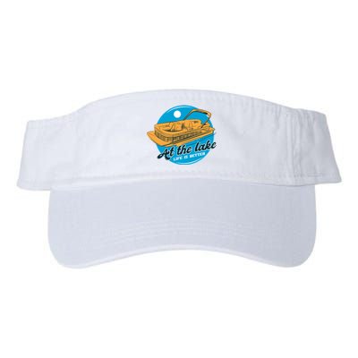 At The Lake Life Is Better Pontoon Valucap Bio-Washed Visor