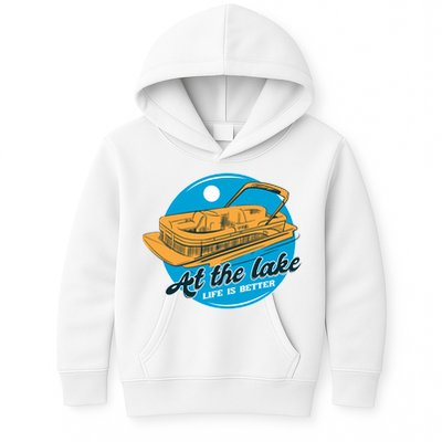 At The Lake Life Is Better Pontoon Kids Hoodie