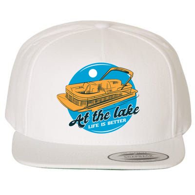 At The Lake Life Is Better Pontoon Wool Snapback Cap