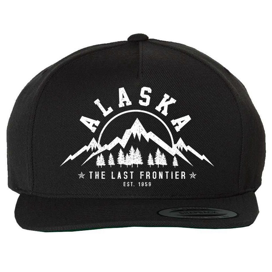Alaska The Last Frontier Est 1959 Mountains Nature Gift Wool Snapback Cap