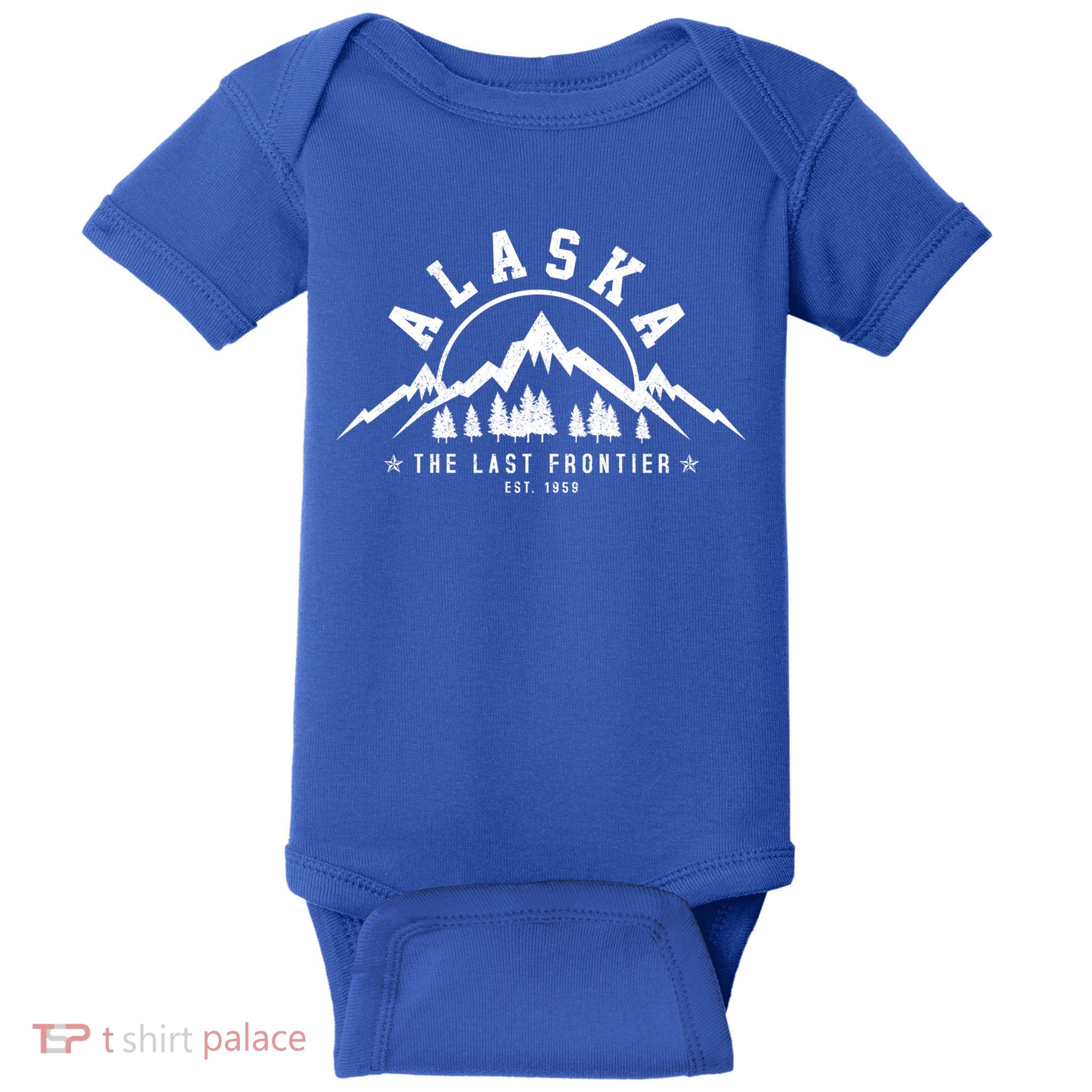 Alaska The Last Frontier Est 1959 Mountains Nature Gift Baby Bodysuit