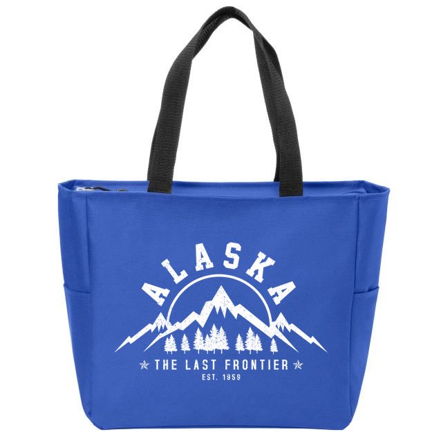 Alaska The Last Frontier Est 1959 Mountains Nature Gift Zip Tote Bag