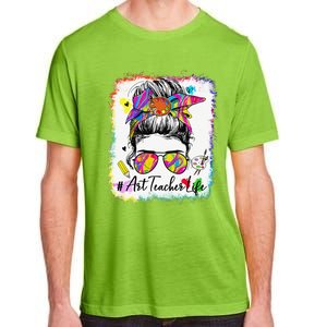 Art Teacher Life Messy Bun 100 Days Of School Cute 100th Day Adult ChromaSoft Performance T-Shirt