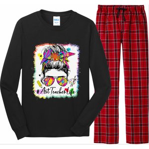 Art Teacher Life Messy Bun 100 Days Of School Cute 100th Day Long Sleeve Pajama Set