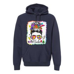 Art Teacher Life Messy Bun 100 Days Of School Cute 100th Day Premium Hoodie