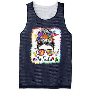 Art Teacher Life Messy Bun 100 Days Of School Cute 100th Day Mesh Reversible Basketball Jersey Tank