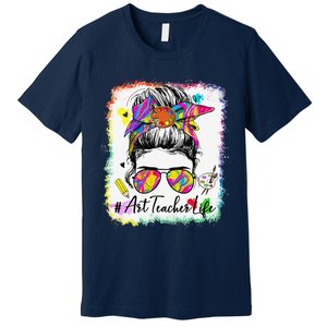 Art Teacher Life Messy Bun 100 Days Of School Cute 100th Day Premium T-Shirt