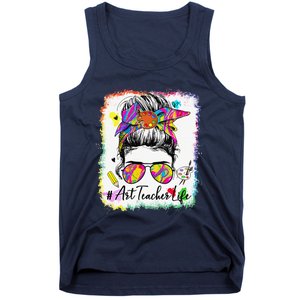 Art Teacher Life Messy Bun 100 Days Of School Cute 100th Day Tank Top