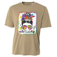 Art Teacher Life Messy Bun 100 Days Of School Cute 100th Day Cooling Performance Crew T-Shirt