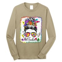 Art Teacher Life Messy Bun 100 Days Of School Cute 100th Day Long Sleeve Shirt