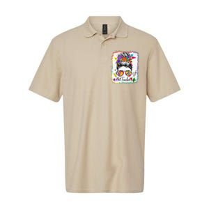 Art Teacher Life Messy Bun 100 Days Of School Cute 100th Day Softstyle Adult Sport Polo