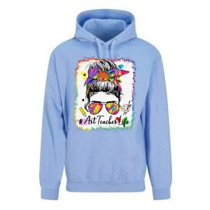 Art Teacher Life Messy Bun 100 Days Of School Cute 100th Day Unisex Surf Hoodie