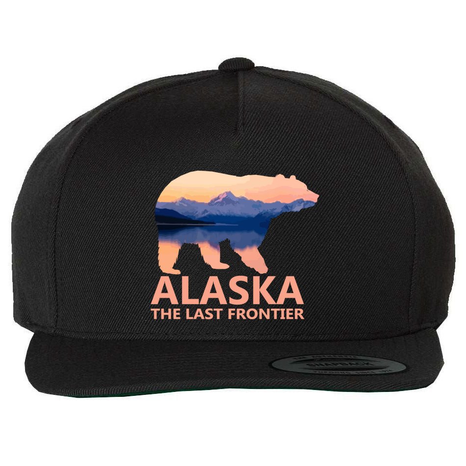 Alaska The Last Frontier Grizzly Bear Lake Gift Funny Gift Wool Snapback Cap