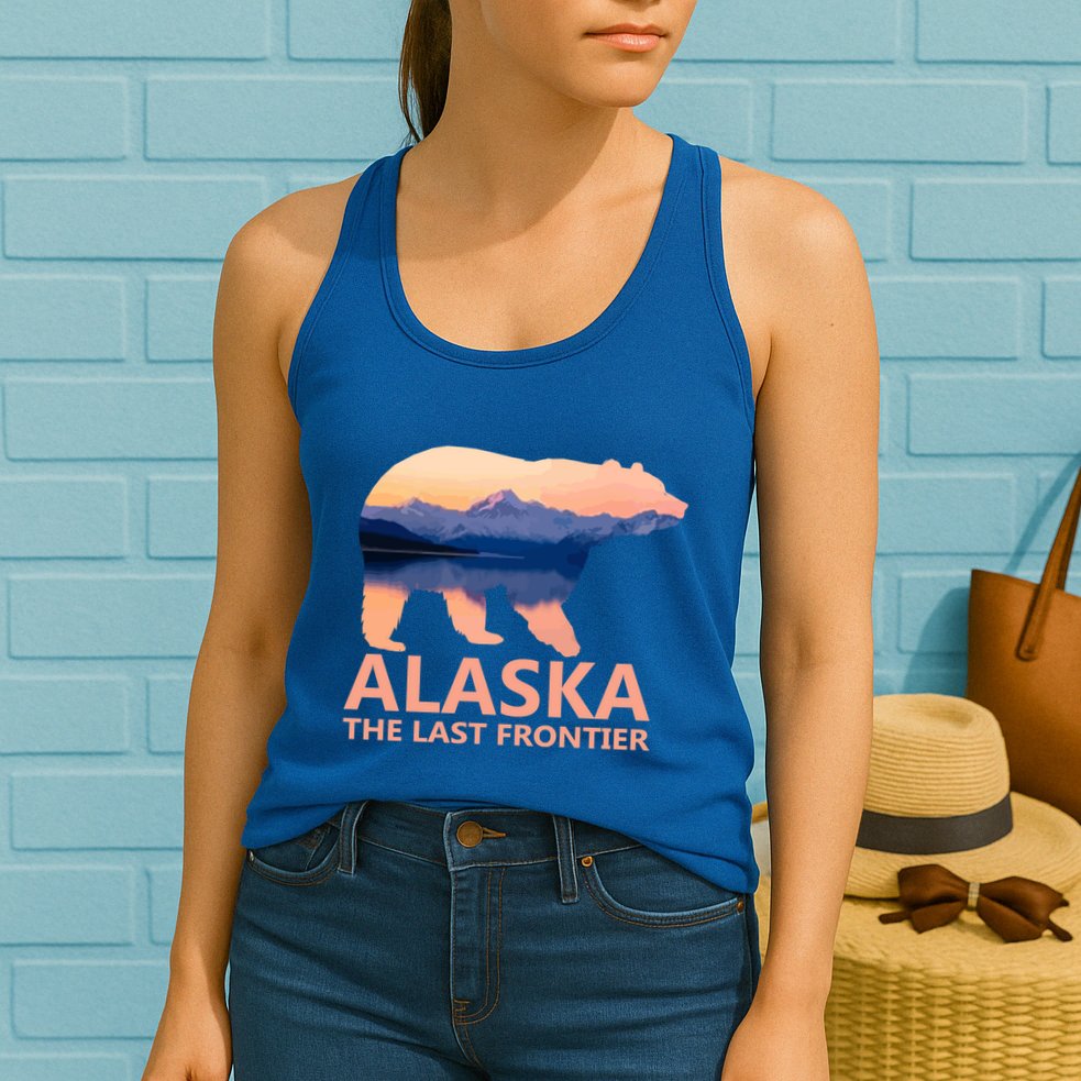 Alaska The Last Frontier Grizzly Bear Lake Gift Funny Gift Womens Tank Top