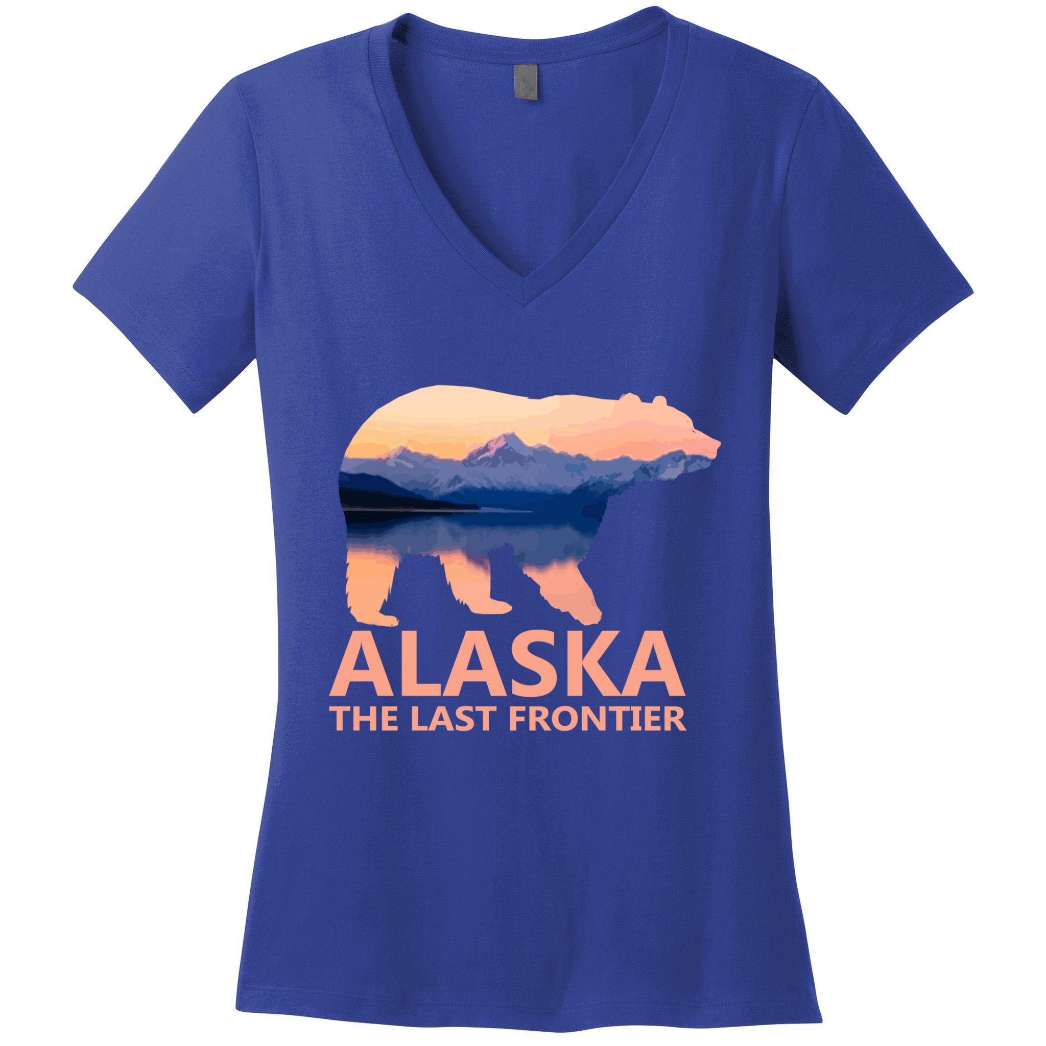 Alaska The Last Frontier Grizzly Bear Lake Gift Funny Gift Women's V-Neck T-Shirt