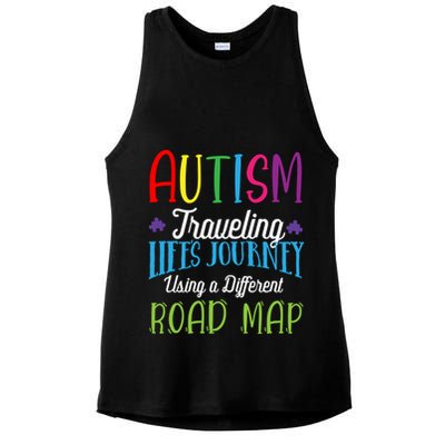 Autism Traveling Life's Journey Using A Different Road Map Gift Ladies PosiCharge Tri-Blend Wicking Tank